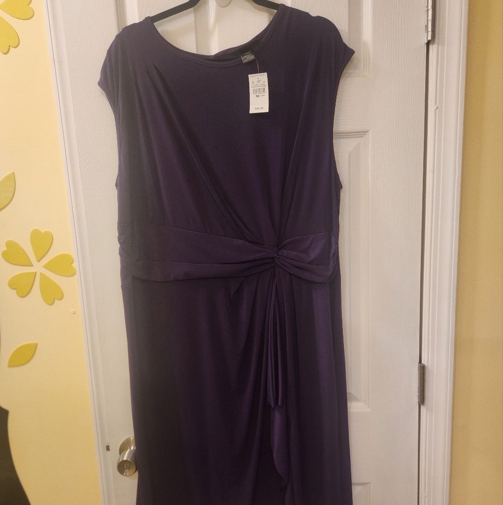 Ashley Stewart NWT Purple Ruched Asymmetrical Sheath Dress